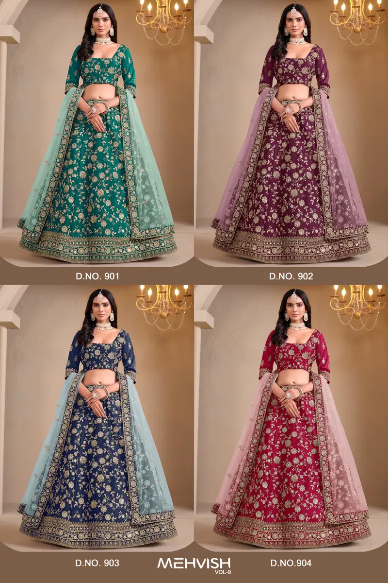 901 To 904 Mehvish Vol 9 Art Silk Designer wear Lehenga Choli Wholesale Price In Surat